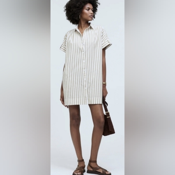 Madewell NWOT collared button front mini shirt dress size Small POCKETS! - Picture 4 of 13